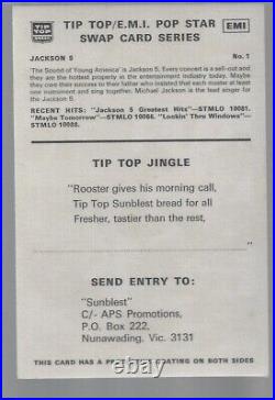 1972 THE JACKSON FIVE ROOKIE Tip Top Bread # 1 Australian Card High Grade RARE