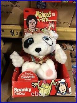 1987 IDEAL MICHAEL'S JACKSON PETS SPANKY THE DOG WITH CASSETTE AND BOX Rare Toys