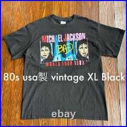 80s USA Michael Jackson Michael Jackson XL Black Vintage Rare No. Yp951