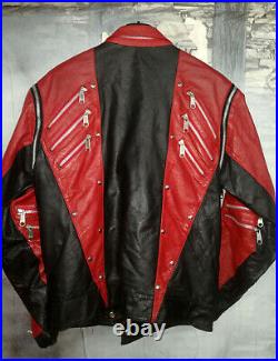 MICHAEL JACKSON Rare 1980s BEAT IT J. Park Collection Leather Jacket Zippers sz S