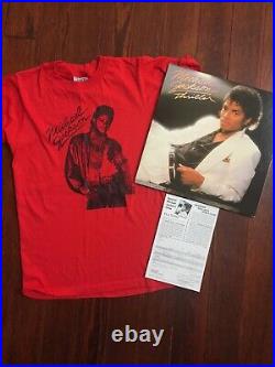 Michael Jackson 80s Lot T Shirt And Original Thriller Vinyl with Rare Insert