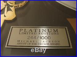Michael Jackson Artist Of The Decade Award Autograph Autographed Signed RARE