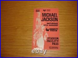 Michael Jackson Bad Tour Concert Facility Ticket Pass Blue 27/8 1988 Mega Rare