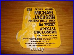 Michael Jackson Bad Tour Concert Special Enclosure Ticket Pass 1988 Mega Rare