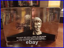 Michael Jackson Lucite Paperweight Pewter 3D Bust Thriller Jewel Eyes VERY RARE