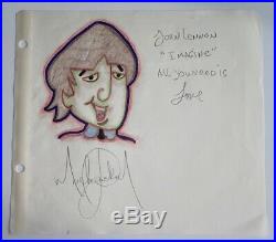 Michael Jackson RARE Drawing of John Lennon (Beatles) Autographed by MJ