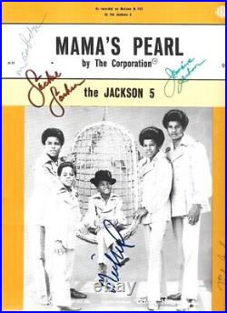 Michael Jackson THE JACKSON FIVE SIGNED AUTOGRAPH RARE MAMA'S PEARL SONGSHEET