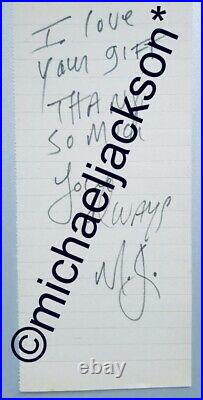 Michael Jackson Very Rare Orginal Signed Handwritten Note Personal Worn