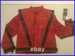 RARE NEW Vintage Michael Jackson 1980's Red Leather Metal Brand Thriller Jacket