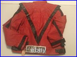 RARE NEW Vintage Michael Jackson 1980's Red Leather Metal Brand Thriller Jacket