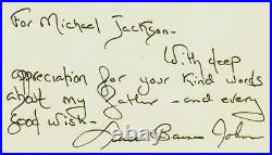 RARE Philanthropist Luci Johnson Signed 3X5 Card Sentiment To Michael Jackson