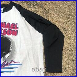 RARE VINTAGE 1980s MICHAEL JACKSON THRILLER CONCERT BASEBALL Tee T Shirt L