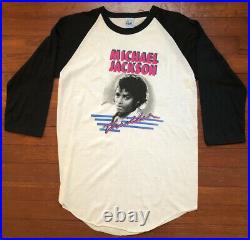 RARE VTG Michael Jackson T Shirt 1983 Tour Concert Graphic Thriller Sleeve Sz L
