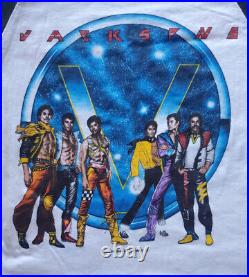 RARE Vtg Jackson 5 1984 Tour Concert Raglan T Shirt Michael Brothers Pop Band M