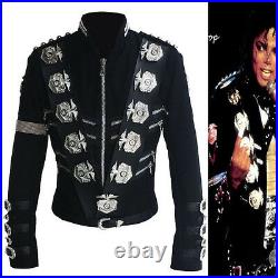 Rare MJ Michael Jackson BAD Tour Punk Badges Black Jacket Costumes