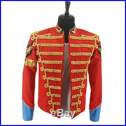 Rare MJ Michael Jackson Red Retro England Military Costume Jacket Punk Show