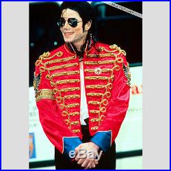 Rare MJ Michael Jackson Red Retro England Military Costume Jacket Punk Show