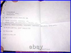 Rare Michael Jackson 1989 Drivers License Info Printout- Found in Moonwalk Book