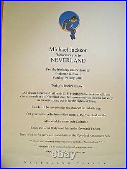 Rare Neverland Birthday Celebration Invitation Sheet-michael Jackson-2001-coa