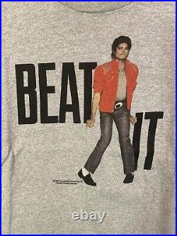 Rare Vintage 1984 Michael Jackson Beat It Album Promo Grey Tshirt Size L 14-16