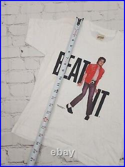 Rare Vintage 1984 Michael Jackson Beat It Album Promo T-shirt White Sz M (10-12)