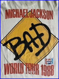 Rare Vintage 80s Michael Jackson Bad Tour 1988 Band T Shirt Size XL