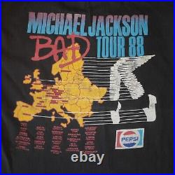 Rare Vintage Michael Jackson 1988 Bad Tour Cotton Merch Shirt Jersey Size L