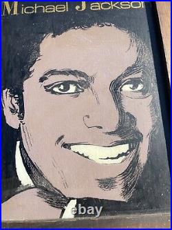 Rare Vintage Michael Jackson Black Glass Picture Gold Flake