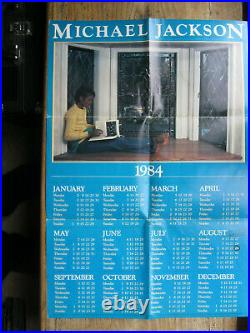 VG+ MICHAEL JACKSON Thriller with 1984 Calendar / Poster V. Rare 7 single