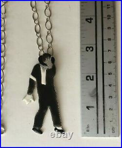 Very Rare DEFILES FROM PARIS Silver & Enamel Necklace with Michael Jackson