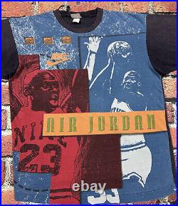 Vintage 90s NIKE AIR JORDAN AOP T Shirt Men's Medium Rare JORDAN 7 VII 1992