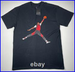 Vintage Jordan Mens Big Jumpman Logo Graphic T-Shirt Black Size XL NWT RARE NOS