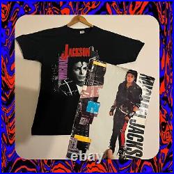 Vintage MICHAEL JACKSON 1988 BAD TOUR CONCERT T-Shirt XL RARE PROGRAMME & BADGE