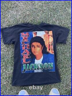 Vintage Michael Jackson Rap Tee Repro RARE King Of Pop, Single Stitch Mega Print