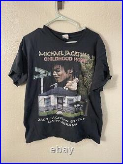 Vintage Michael Jackson T Shirt Childhood Home Gary, IN Indiana Rare L Vtg