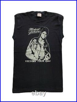 Vintage RARE Michael Jackson Victory Tour 1984 Retro Sleeveless Shirt Size M